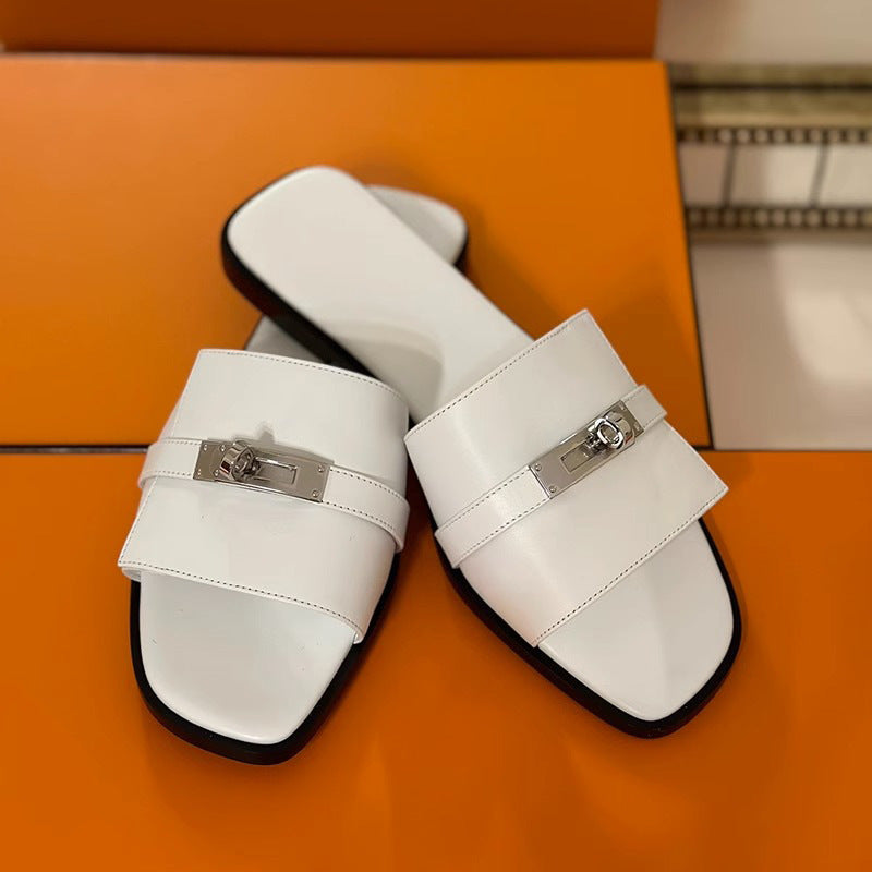 Damen Elegante Pantoletten mit dekorativen Riemen und komfortablem Fußbett R&B