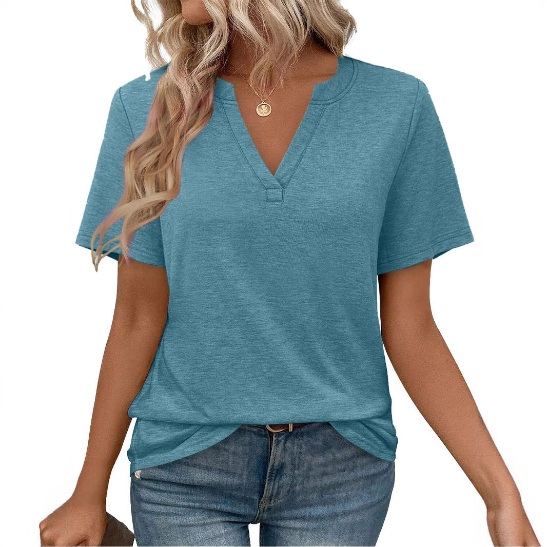 Damen zeitloses V-Ausschnitt T-Shirt mit lässigem Schnitt