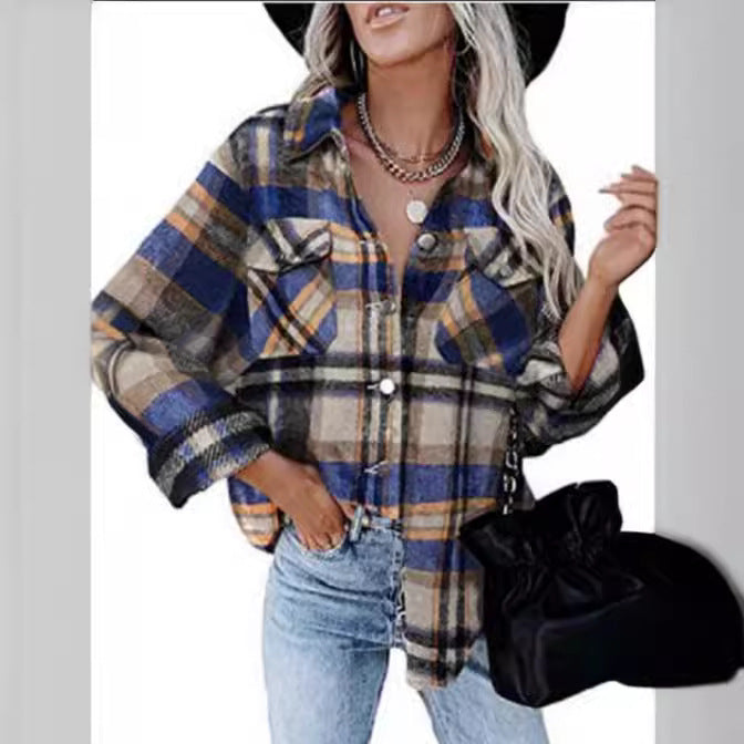 Damen Karierte Flanellbluse mit praktischen Brusttaschen und lässigem Schnitt R&B