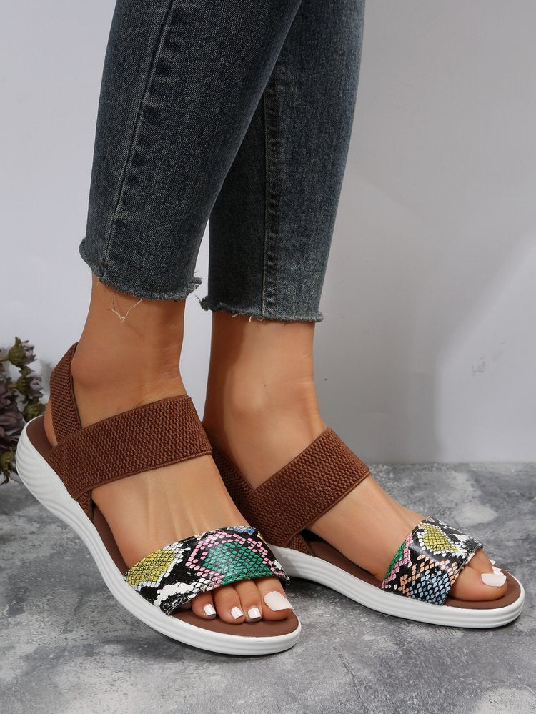 Damen Freizeitsandalen mit elastischen Riemen und rutschfester Sohle R&B