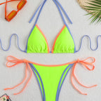 Damen Bikini-Set mit verstellbaren Trägern und buntem Farbakzent R&B