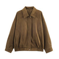 Damen Modische Kunstlederjacke mit elastischem Bund und Eingrifftaschen R&B