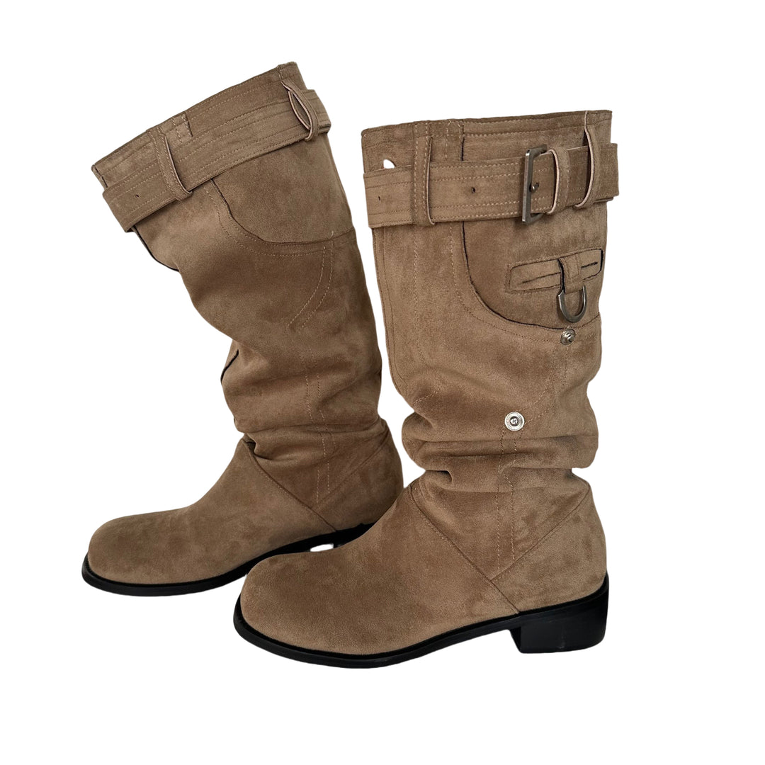 Damen modische Stiefel mit verstellbarem Gummibund und komfortablem Blockabsatz R&B