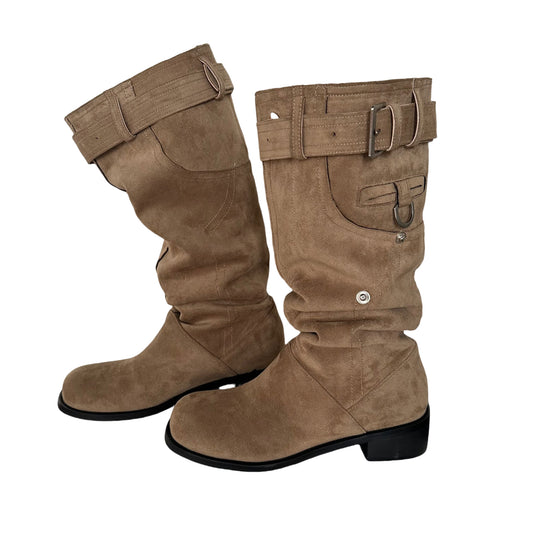 Damen modische Stiefel mit verstellbarem Gummibund und komfortablem Blockabsatz R&B