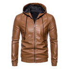Herren Kunstlederjacke mit praktischem Kapuzen Design und sportiven Details