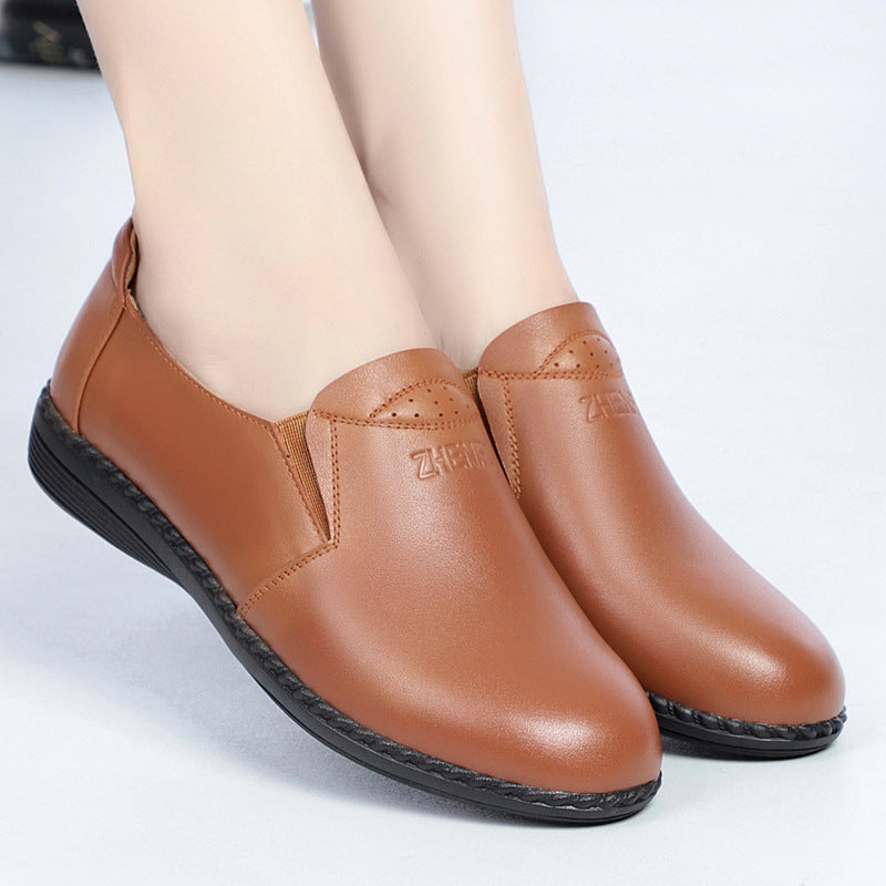 Damen Slipper aus hochwertigem Leder mit elastischem Einstieg und rutschfester Sohle R&B