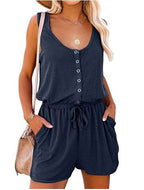 Damen Jumpsuit mit knöpfbarem Dekolleté und praktischen Taschen R&B
