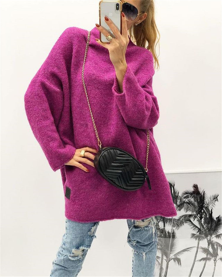 Damen großzügig geschnittener Strickpullover mit weitem Bündchen und modischem Schnitt R&B