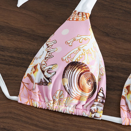 Damen Triangel-Bikini mit trendigem Muschelmuster und raffinierten Trägern R&B