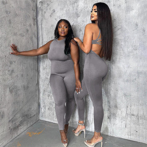 Damen Sportlicher Langoverall mit innovativem Cut-Out R&B