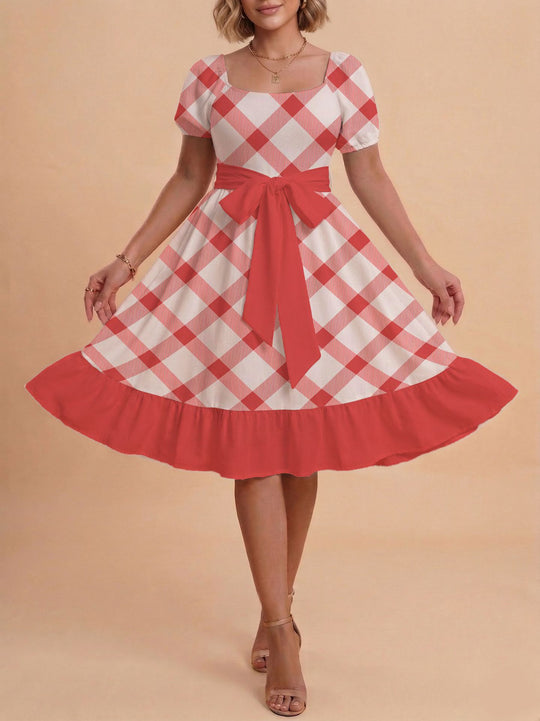 Damen Verspieltes Maxikleid mit Bärenmuster und taillierbarem Band R&B