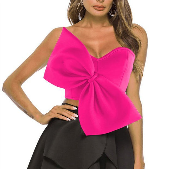 Damen Crop-Top mit voluminösem Schleifen-Design R&B