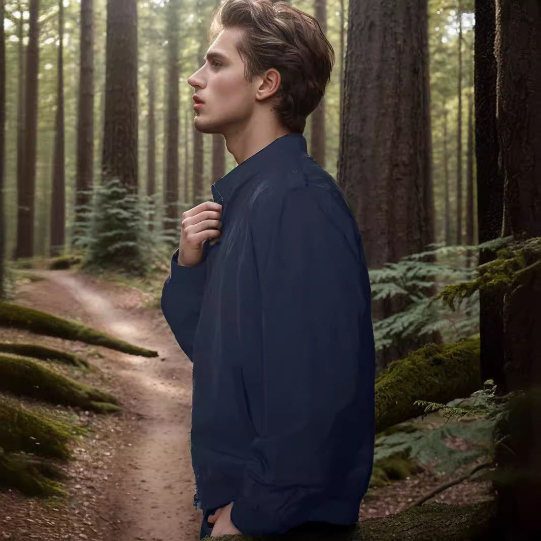 Herren leichte Übergangsjacke mit hochgeschlossenem Kragen und seitlichen Taschen R&B
