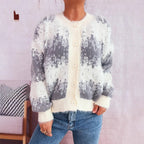 Damen kuschelige Strickjacke mit modischem Knopfdesign und weichem Material R&B