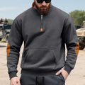 Herren sportlicher Pullover mit halbem Reißverschluss und praktischem Kängurutasche R&B