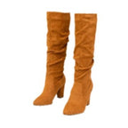Damen Stiefel mit elegantem Falten-Design und hohem Blockabsatz R&B