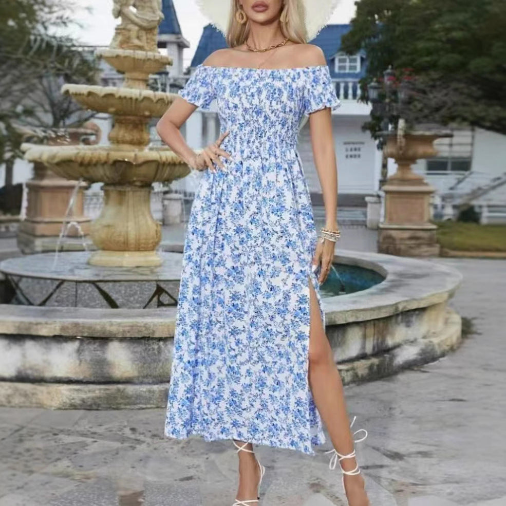 Damen Maxikleid mit off-shoulder Schnitt und floralem Design R&B