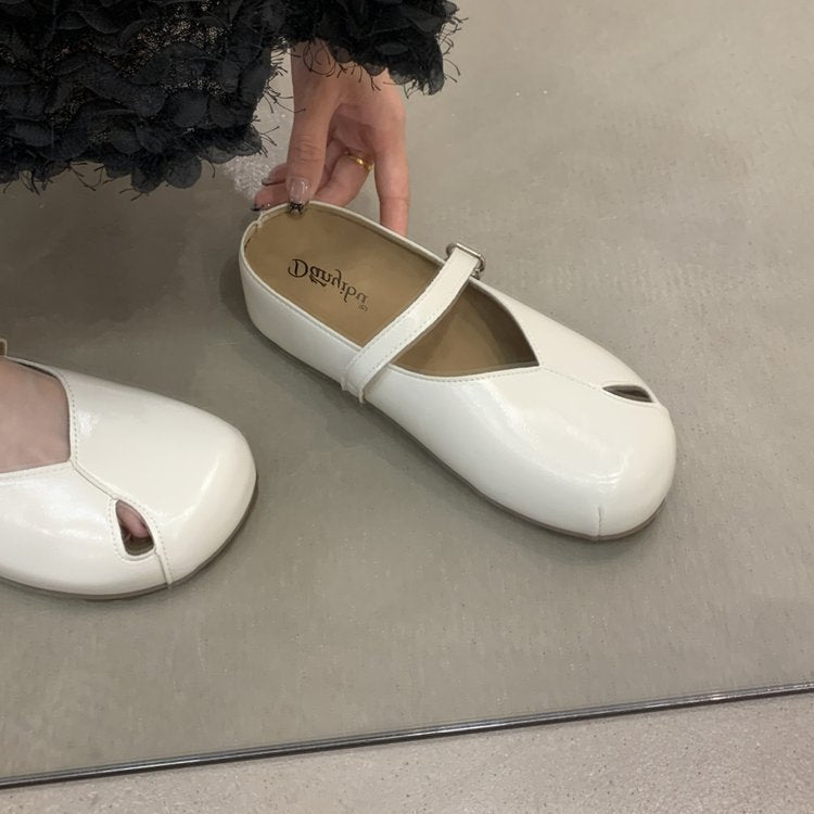 Damen bequeme Pantoletten mit verstellbarem Riemen und offenem Zehenbereich R&B