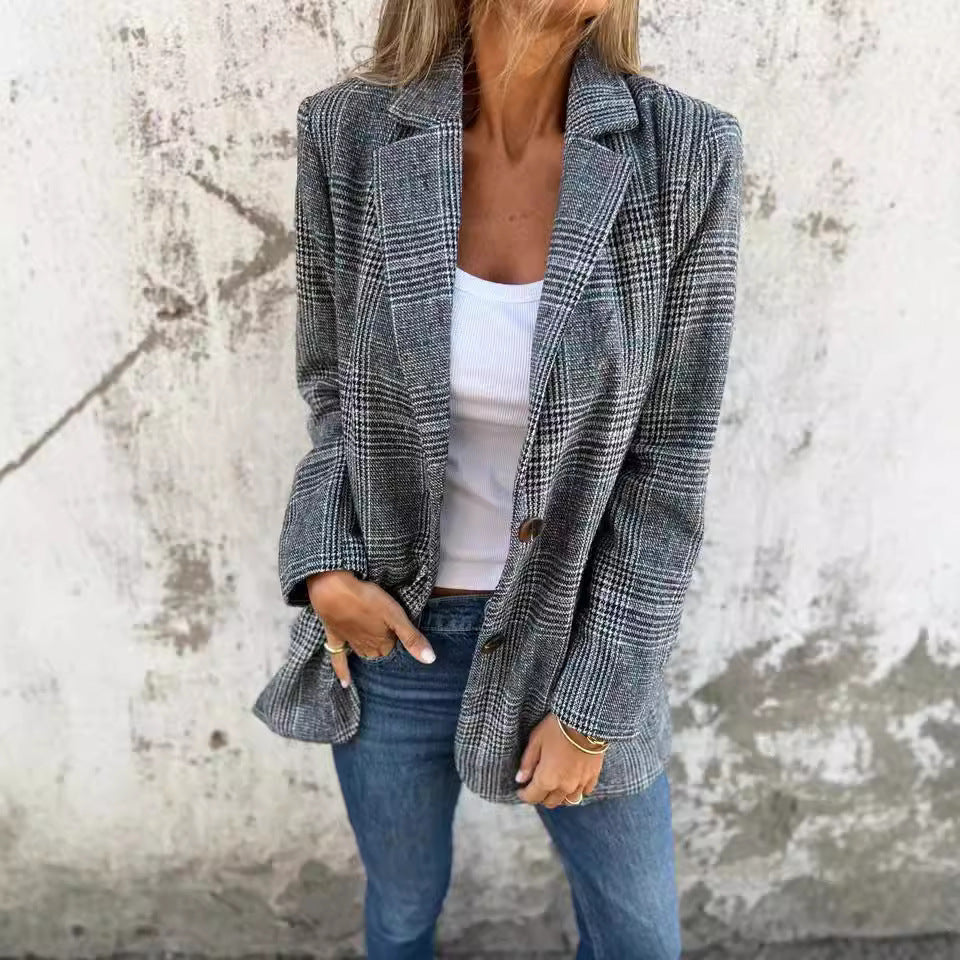 Damen Karierter Blazer Damen