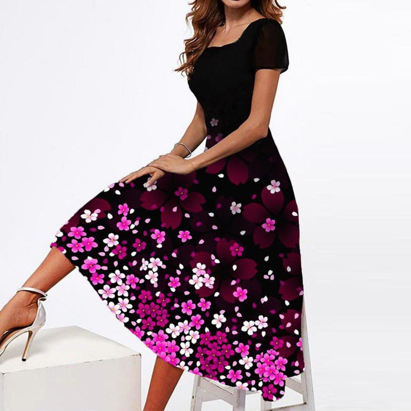 Damen Elegantes Midi-Kleid mit floralem Druck und schwingendem Saum R&B