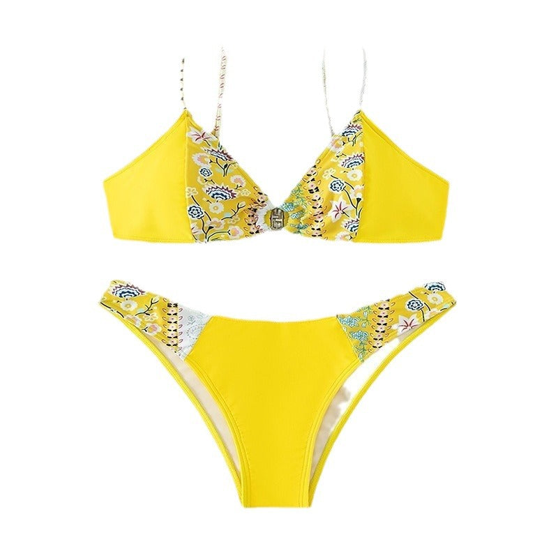 Damen Bikini-Set mit floralem Design und hochgeschnittenem Slip R&B
