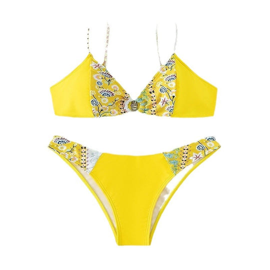 Damen Bikini-Set mit floralem Design und hochgeschnittenem Slip R&B