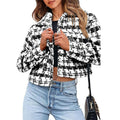 Damen Karierte Cropped Jacke R&B