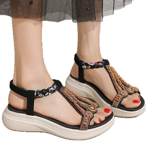 Damen Bequeme Sandalen mit dekorativen Verzierungen R&B