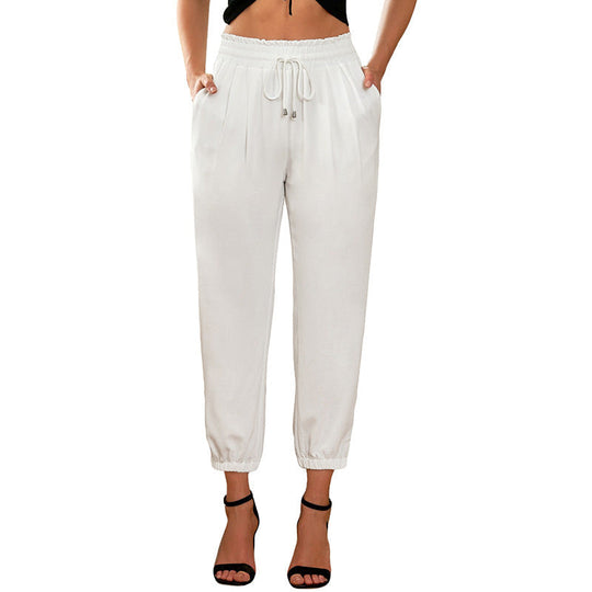 Damen Lässige Freizeithose mit Elastischem Bund und Praktischen Taschen R&B