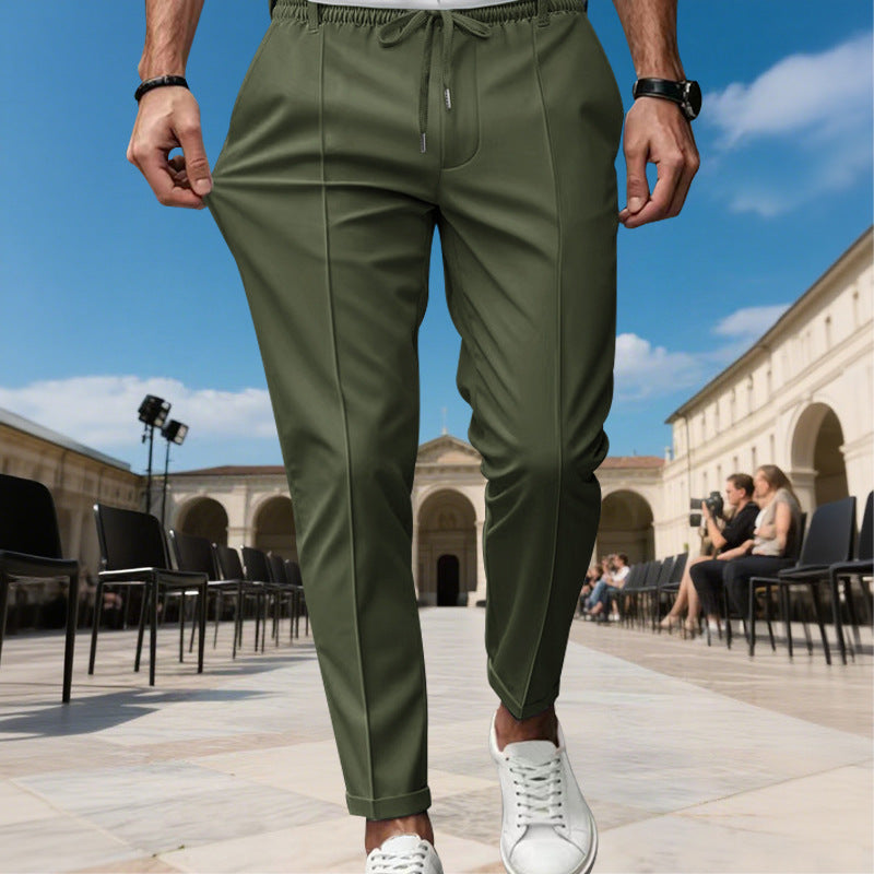 Herren moderne Chinohose mit bequemem elastischem Bund und praktischen Seitentaschen R&B