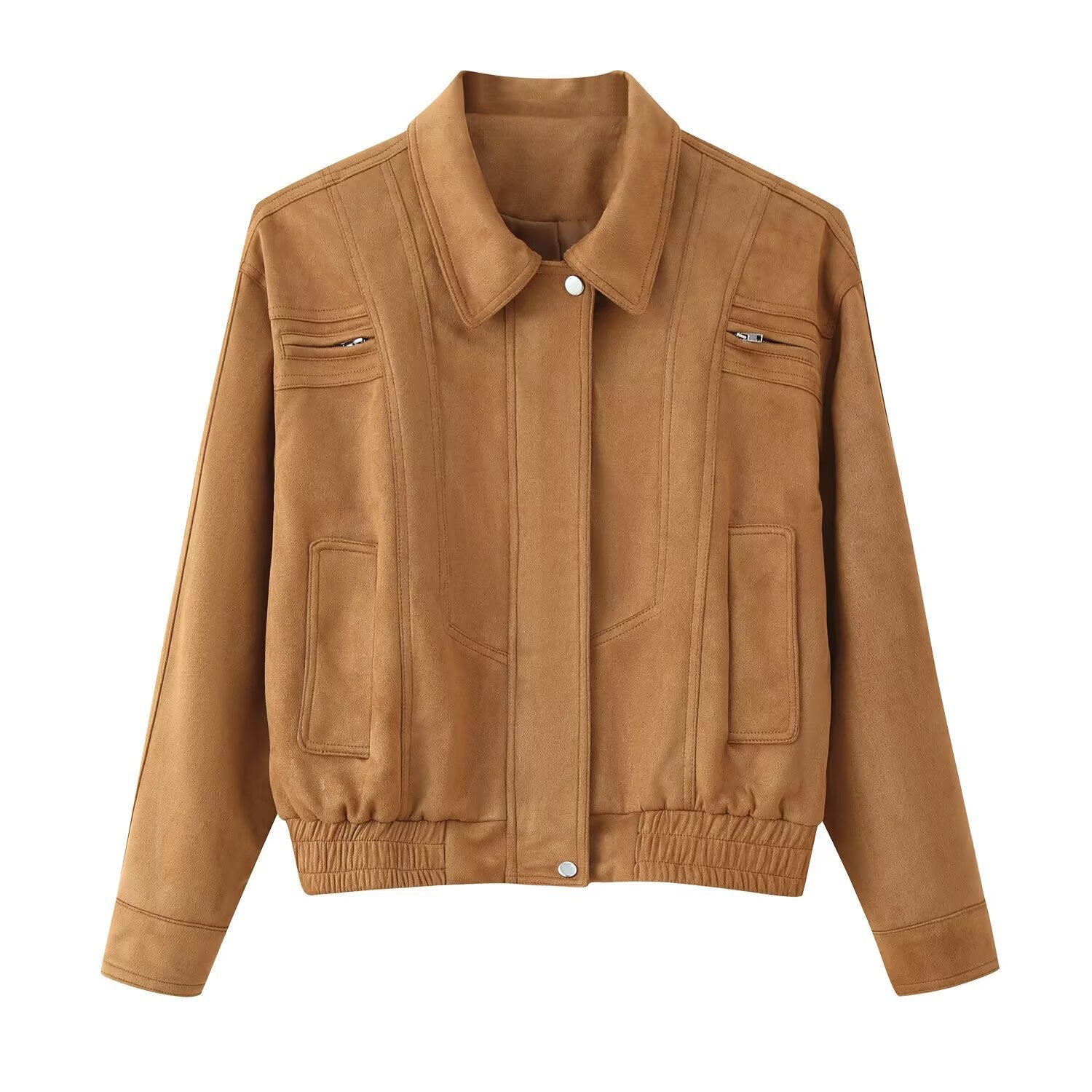 Damen elegante Wildlederjacke mit praktischen Taschen R&B