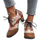 Damen Schuhwerk mit floralem Design und robustem Blockabsatz R&B