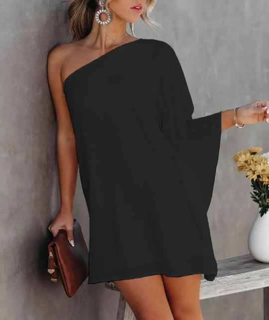 Damen asymmetrisches Mini-Kleid mit grafischem Aufdruck R&B