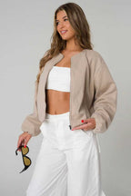 Damen Oversized Sweatjacke mit lässigem Schnitt und glänzender Oberfläche R&B