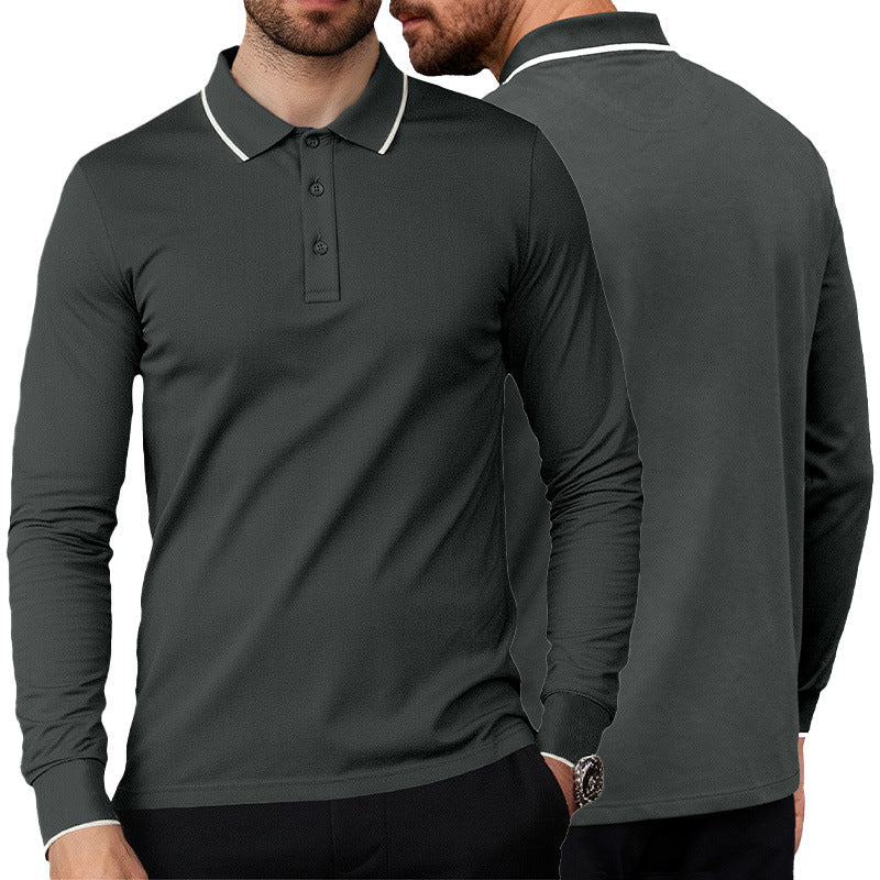 Herren nan langärmeliges Piqué-Poloshirt mit Kontrastpaspel am Kragen und Bündchen R&B