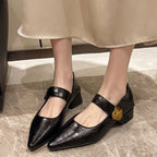 Damen elegante Mary Jane Pumps mit goldener Schnalle R&B
