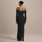 Damen Elegantes Off-Shoulder Abendkleid mit drapierter Silhouette