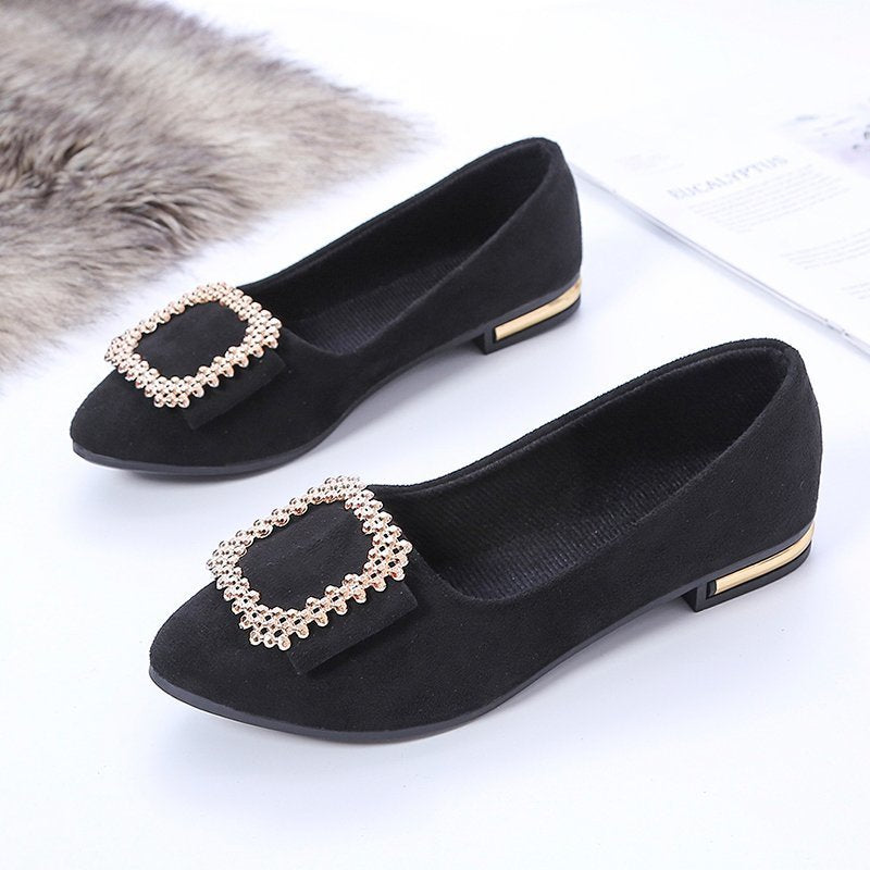 Damen elegante Ballerinas mit glitzerndem Schmuckdetail und bequemem Fußbett R&B