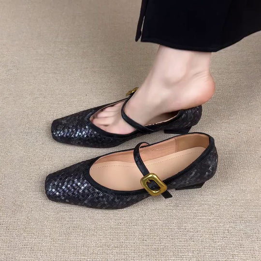 Damen Ballerina-Schuhe mit elegantem Riemchen und hochwertiger Lederoberfläche R&B