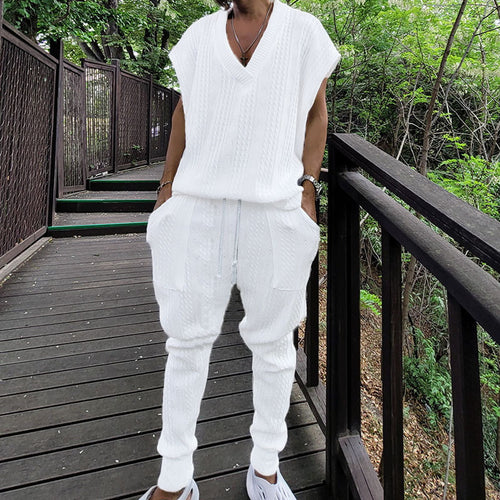 Damen lässiges Freizeit-Outfit mit strukturiertem Oberteil und bequemen Hosen R&B