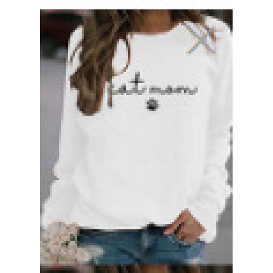 Damen Sweatshirt mit kreativem Katzenmama-Design R&B