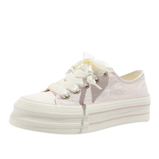Damen Bequeme Plattform-Sneaker mit verspielten Schnürsenkeln und eleganter Oberfläche R&B
