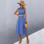 Damen Schickes Hemdblusenkleid mit tailliertem Gürtel und femininer Silhouette R&B
