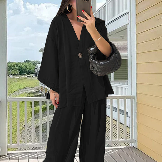 Damen Elegante Kimono-Jacke mit weiten Ärmeln und lockerer Passform R&B