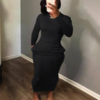 Damen Figurbetontes Rippkleid mit langem Arm und eleganter Silhouette R&B
