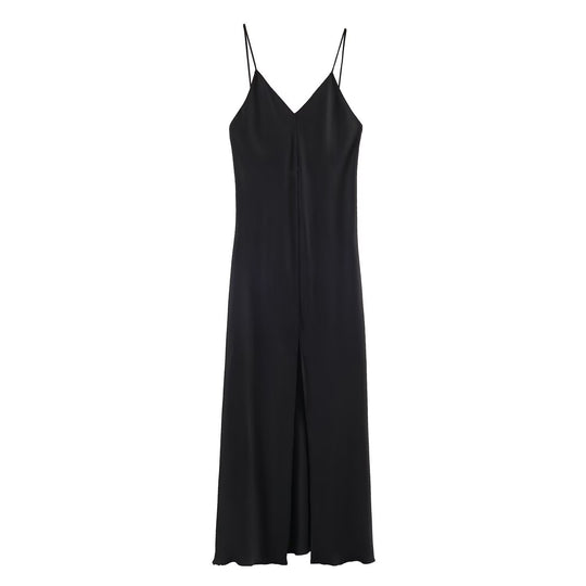 Damen elegantes Maxikleid mit schickem V-Ausschnitt und seitlichem Schlitz R&B