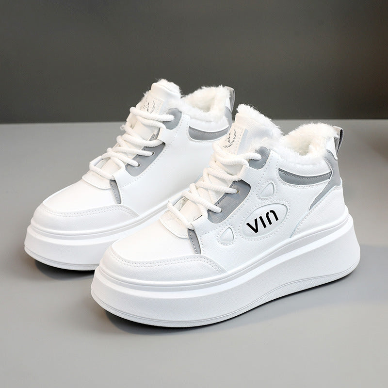 Damen modische High-Top Sneakers mit kuscheligem Innenfutter und robustem Sohlenprofil R&B