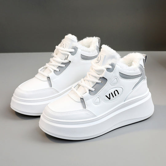 Damen modische High-Top Sneakers mit kuscheligem Innenfutter und robustem Sohlenprofil R&B