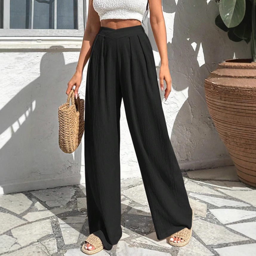 Damen weite Stoffhose mit eleganter Bundfaltenführung R&B