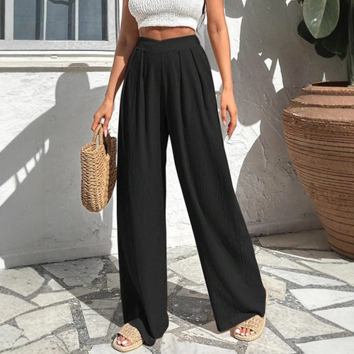 Damen weite Stoffhose mit eleganter Bundfaltenführung R&B